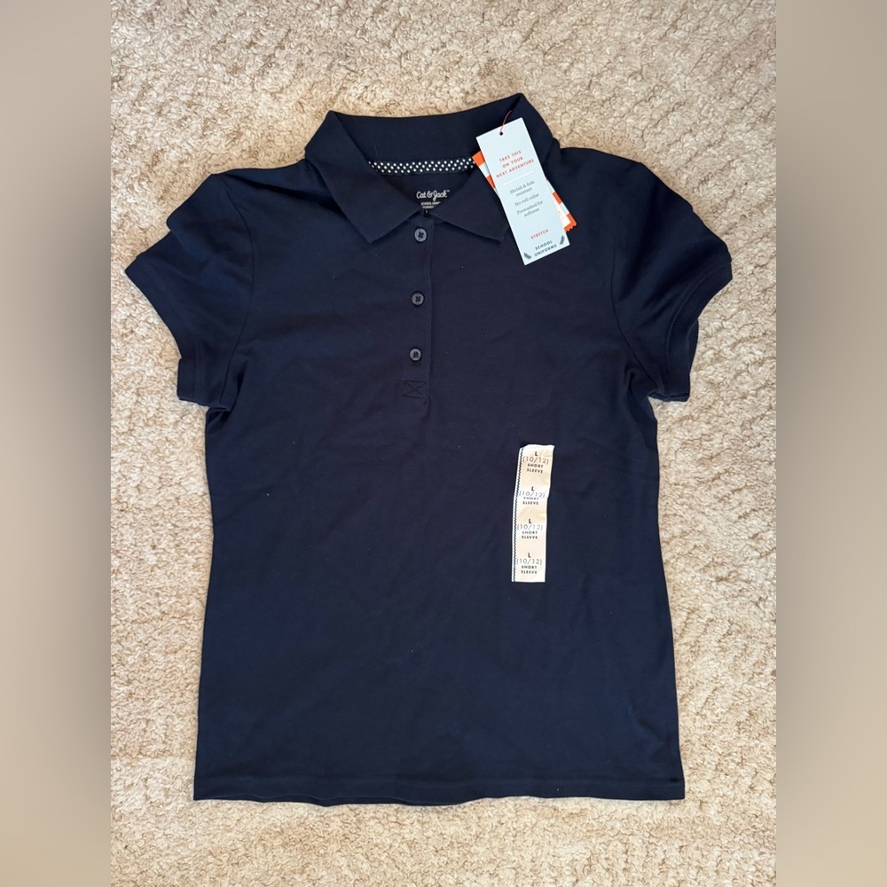 Cat & Jack Girls navy uniform polo NWT size L (10/12)